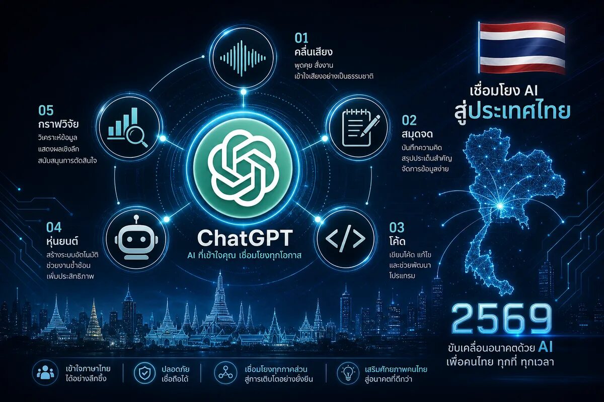 OpenAI เปิดใช้ 5 เครื่องมือ AI ในไทยปี 2569 พร้อมลดราคา API 20% นาน 3 เดือน