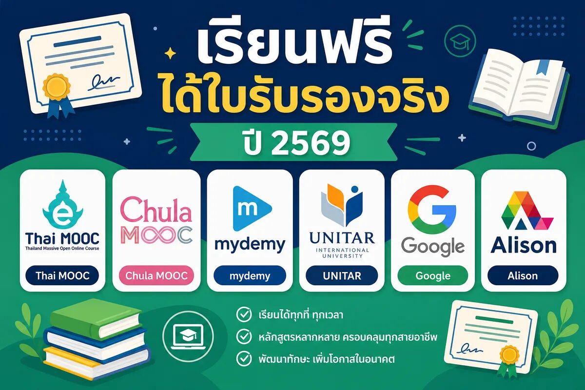 รวม 6 platform เรียน online เพื่อ upskill ฟรีพร้อมได้ certificate ในปี 2569