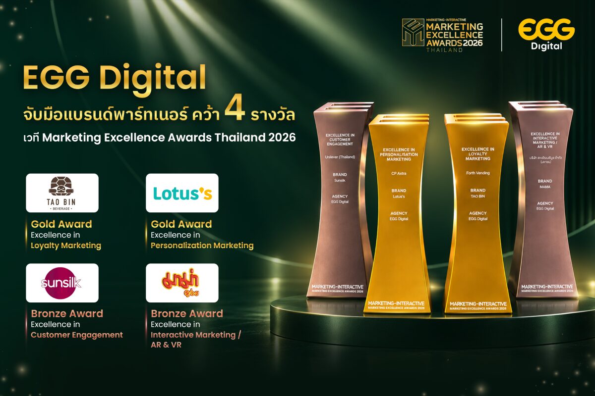 EGG Digital คว้า 4 รางวัล Marketing Excellence Awards Thailand 2026