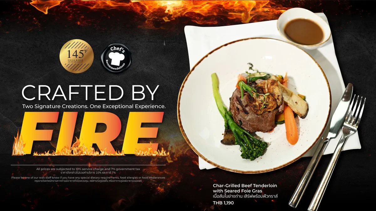 Char-Grilled Beef Tenderloin with Seared Foie Gras at 145°F Grill & Bar