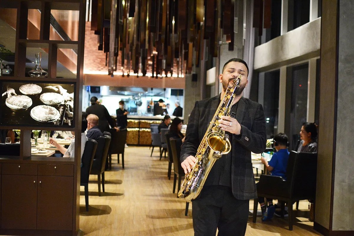 Live saxophone on Friday night at 145°F Grill & Bar
